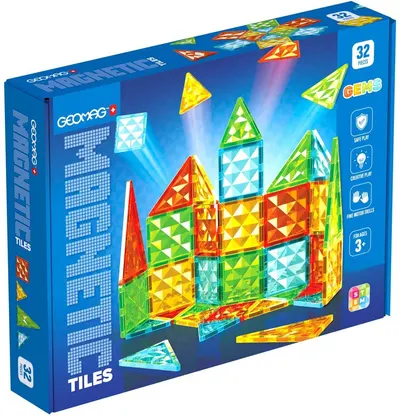 Constructor magnetic Geomag - Placi multicolore, 32 piese