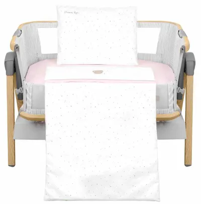 Set de lenjerie de pat pentru pătuț mini din 5 piese KikkaBoo - Dream Big, roz