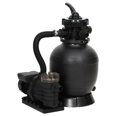vidaXL Filtru de nisip pentru piscină cu prefiltru, negru