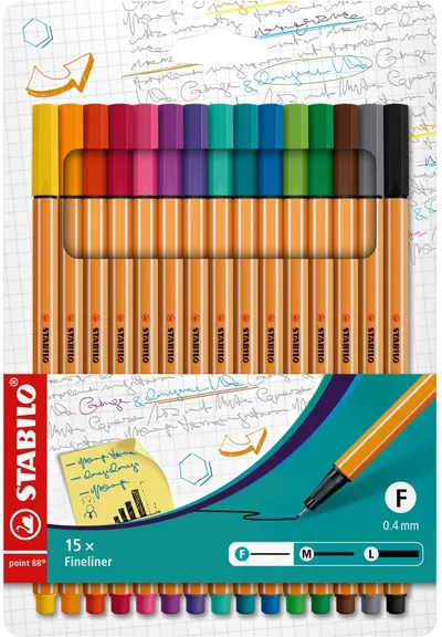 linere Stabilo Point 88 - 15 culori