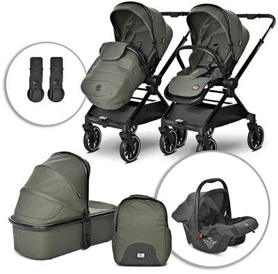 Cărucior pentru bebeluși cu mâner reversibil 3 în 1 Lorelli - Reya, Green
