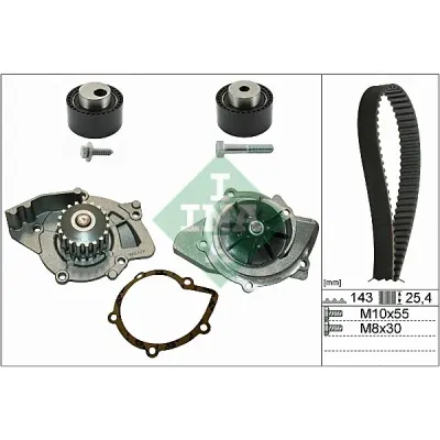 Set pompa apa+curea dintata INA 530 0368 30