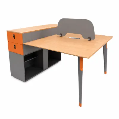 Birou operational Monarch F1612C, cu sertare fixe si 2 locuri - H1100 x L1600 x l1230 mm