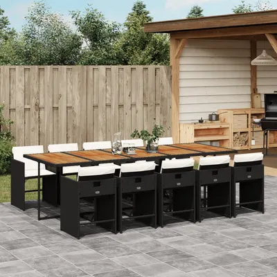 Gossi set mobilier de exterior cu perne, 11 piese, negru, poliratan