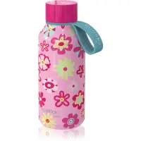 Quokka Solid Kids sticlă termos cu dispozitiv de prindere Flowers 1 buc