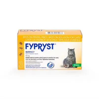 Fypryst Cat Spot On 50 mg, pipete antiparazitare pisici, 3 buc