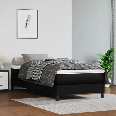 vidaXL Cadru de pat cu arcuri, negru, 100x200 cm, piele ecologică