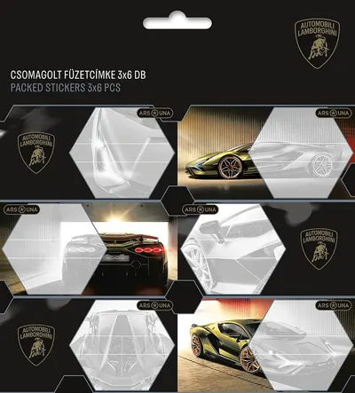Etichete școlare Ars Una Lamborghini - 18 bucăți, galbene