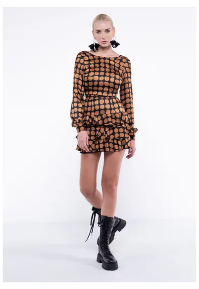 Rochie Pixie cu maneca si volane