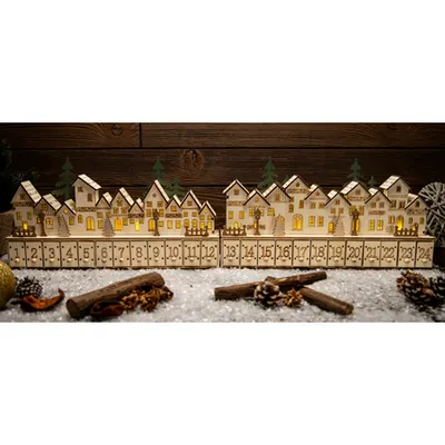 Calendar Advent cu LED de Craciun, sat, cu baterii (X24008) Timer 6+18h, 12LED, 3000K, 2xAAA