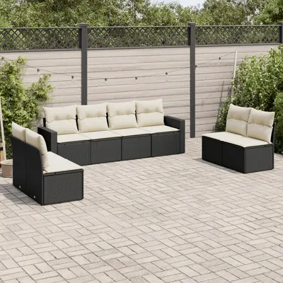 Gossi set mobilier de gradina cu perne, 8 piese, negru, poliratan