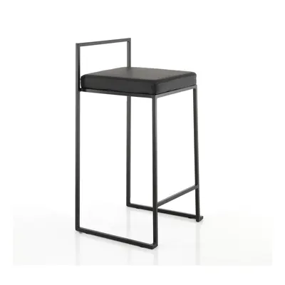 Scaun de bar negru din imitație de piele (înălțime șezut 65 cm) Dodo – Tomasucci