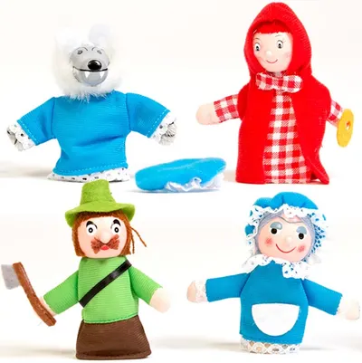 Set marionete pentru degete Eurekakids - Scufita Rosie, 11 cm