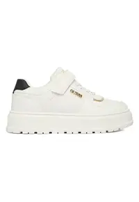 Pantofi sport fete - alb - sintetic - cu velcro - platforma