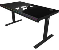 Birou gaming Lorgar ELITE 90, cu înălțime reglabilă, sticlă securizată, negru