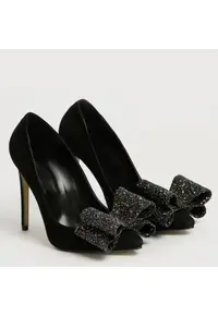 Pantofi Stiletto cu toc Catrina piele naturala intoarsa - negri