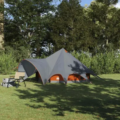 vidaXL Cort Teepee pentru 3 Persoane 3 persoană Gri și Portocalie