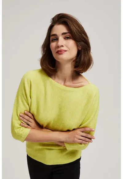 Pulover cu maneca 3/4 lime - Verde