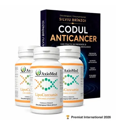 AxioMed Pachet 3 LipoCurcumin si o carte Codul Anticancer cu coperta noua