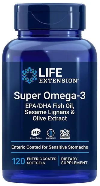Super Omega-3, Enteric Coated, 120 capsule moi, Life Extension