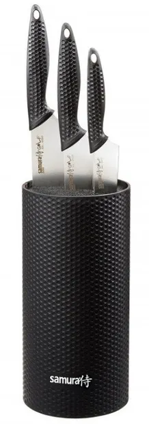Set de 3 cutite si suport Samura - Golf, negri