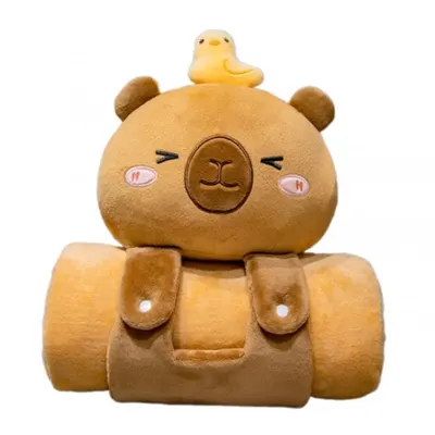 Set 2 în 1, pătură moale cu pernă Capybara, XL, 100x170 cm, eCarla, KOC19