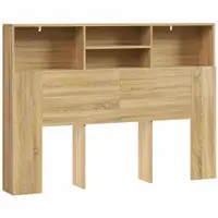 HOMCOM Tăblie de pat 140 cm cu depozitare, 4 compartimente deschise pentru dormitor, stejar | Aosom Romania