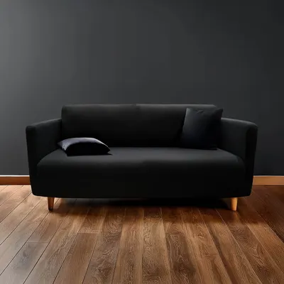 Husă neagră elastică pentru canapea cu 3 locuri Mila – douceur d'intérieur