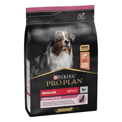 PURINA PRO PLAN ADULT Sensitive Skin, Talie Medie, Somon, 3 kg