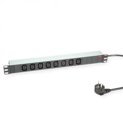 Prelungitor PDU 19" Schuko la IEC C13 Aluminiu 2m, Roline 19.07.1628