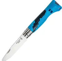Cuțit pliabil pentru copii Opinel Outdoor - Junior, 8 cm, Fluier SOS, albastru