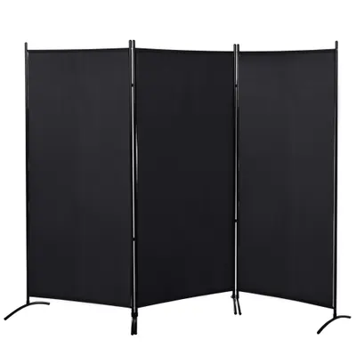 HOMCOM Paravan interior cu 3 panouri, separeu pliabil pentru spatii din metal si poliester, 253x50x182cm, bej | Aosom Romania