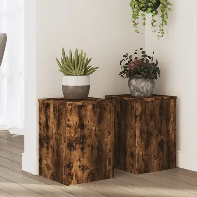 Gossi suporturi de plante 2 buc. stejar fumuriu 25x25x35 cm lemn