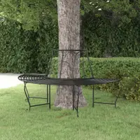 Gossi banca semicirculara de copac, negru, Ø159 cm, otel