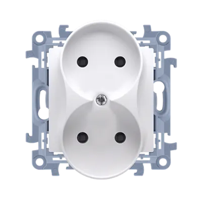 Priza dubla pentru doza rotunda, 16 A, 250V~, alb,borne cu surub