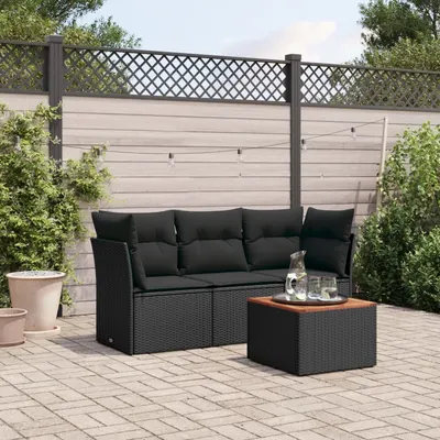 Gossi set mobilier de gradina cu perne, 4 piese, negru, poliratan