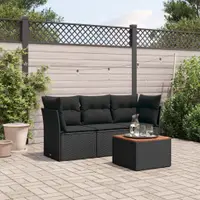 Gossi set mobilier de gradina cu perne, 4 piese, negru, poliratan