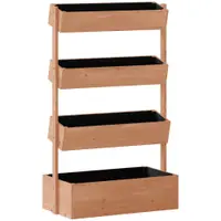 Outsunny Jardinieră Verticală înălțată pe 4 Niveluri, din Lemn pentru Exterior, cu Orificii de Drenaj și Căptușeală Textilă, pentru Plante Aromatice, Flori și Legume, 85x45x140 cm, Maro | Aosom Romania