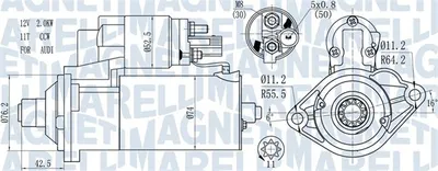 Electromotor (12v, 2kw) Potrivit Audi A3; Seat Altea, Altea Xl, Leon; Skoda Octavia Ii, Superb Ii; Vw Golf Plus V, Golf V, Golf Vi, Jetta Iii, Passat B6, Scirocco Iii, Touran 2.0d 05.03