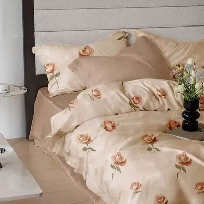 Lenjerie de pat din finet Somnart 6 piese, cearceaf de pat clasic 230 x 250 cm Extra, Rose Champagne