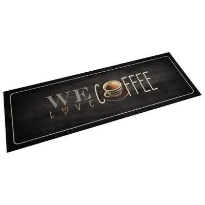 vidaXL Covor de bucătărie lavabil, text Coffee, 60x180 cm, catifea