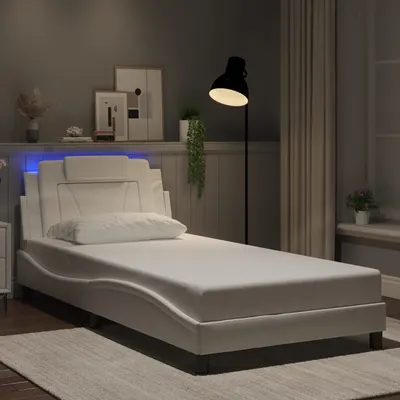 vidaXL Cadru de pat, Viana, cu LED fără saltea, alb, 100x200 cm