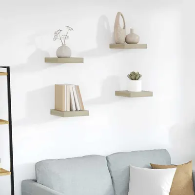 vidaXL Rafturi perete suspendate, 4 buc., stejar, 23x23,5x3,8 cm, MDF