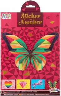 Autocolante pentru lipire după numere Moxy - Fluture, 4 foi