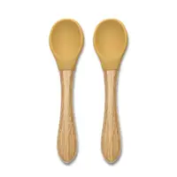 Set 2 linguri de silicon cu bambus Lorelli Natural Galben