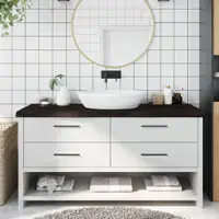 vidaXL Blat de baie, maro închis, 160x60x(2-6) cm, lemn masiv tratat