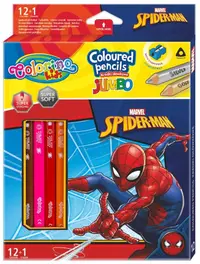 Creioane colorate Colorino - Marvel Spider-Man Jumbo, 12 culori + 1 ascutitoare