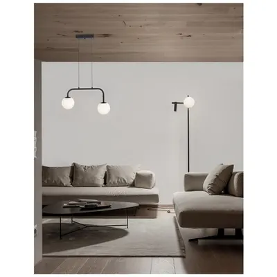 Lampa suspendata JOLINE Nisipiu Negru Metal & Aluminiu Alb Opal Sticla LED 16W 230V 1030Lm 3200K IP20