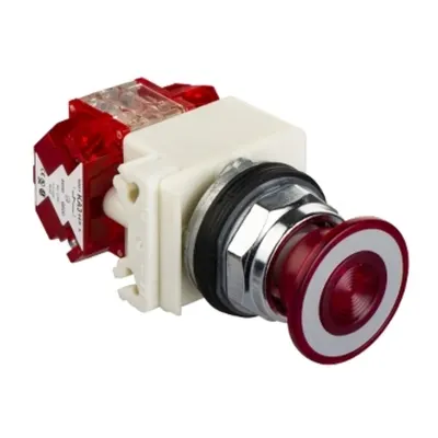 Buton Luminos Ø 30 - Cap Ciuperca Ø 41 Mm - Rosu - 2 Pozitii - 120V