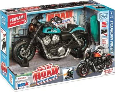Motocicleta de asamblat RS Toys - Cu sunete și lumini, 1:18, albastru